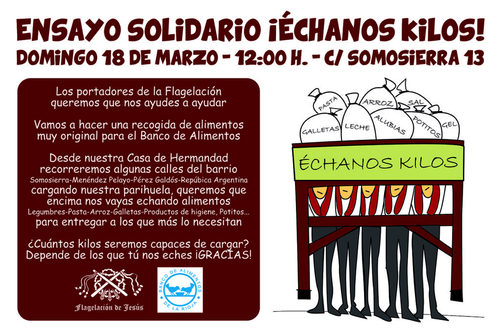 La Cofradía de la Flagelación de Logroño realiza un “ensayo solidario” con recogida de alimentos para los más necesitados