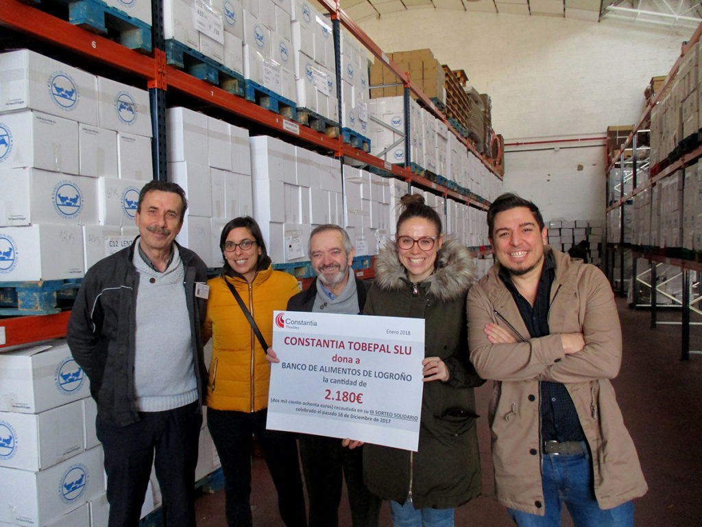 La empresa Constantia Tobepal S. L. U. ha donado al Banco de Alimentos de La Rioja 2.180 euros