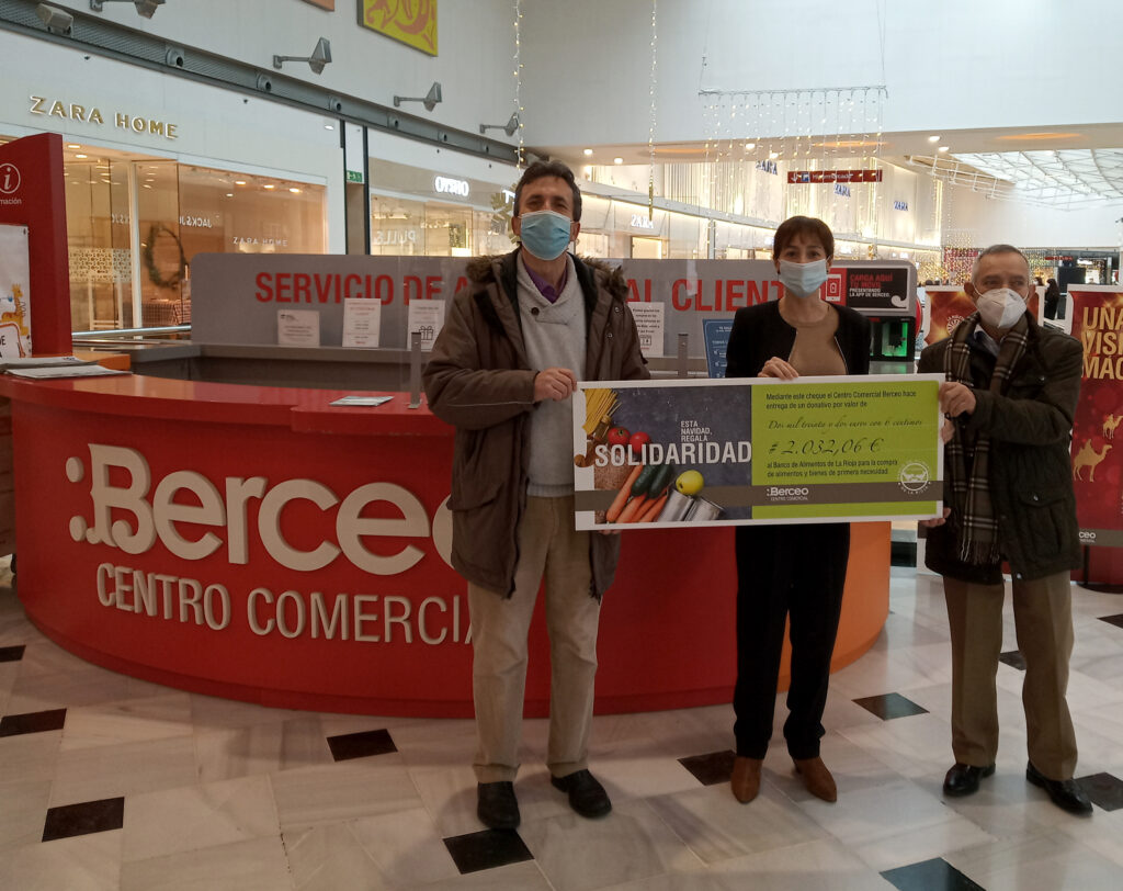 El Centro Comercial Berceo de Logroño entrega al Banco de Alimentos de La Rioja 2.032,06 euros de ‘La Urna solidaria’