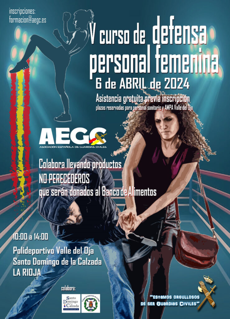 La Asociación Española de Guardias Civiles organiza el V curso de defensa femenina el 6 de abril en el Polideportivo Valle del Oja de Santo Domingo de la Calzada
