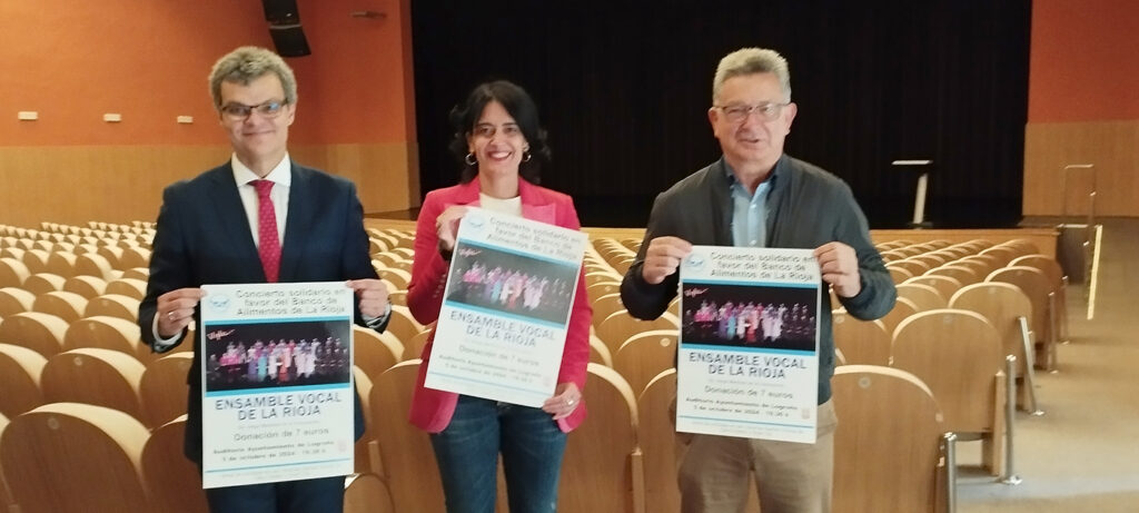 Concierto de Ensamble Vocal de La Rioja en el Auditorio del Ayuntamiento de Logroño el 5 de octubre en favor del Banco de Alimentos